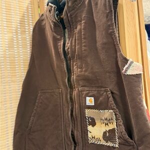 Men’s Carhartt vest embellished with Pendleton